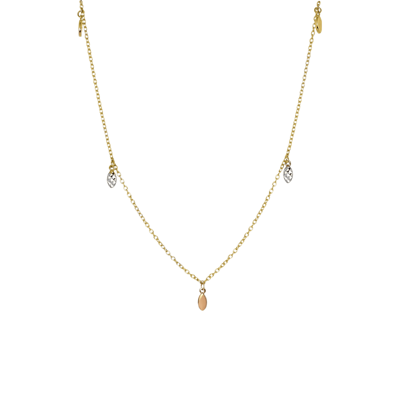 14Karaat gouden tricolor ketting bedels
