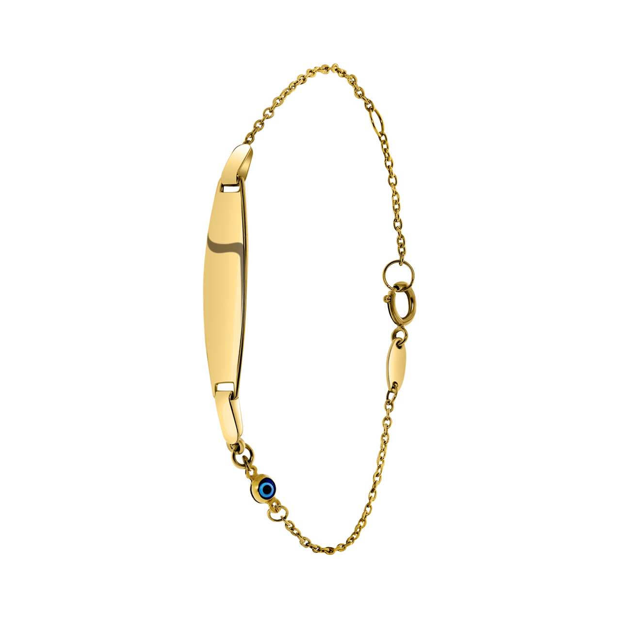 Plattenarmband für Kinder, 585 Gelbgold, böses Auge