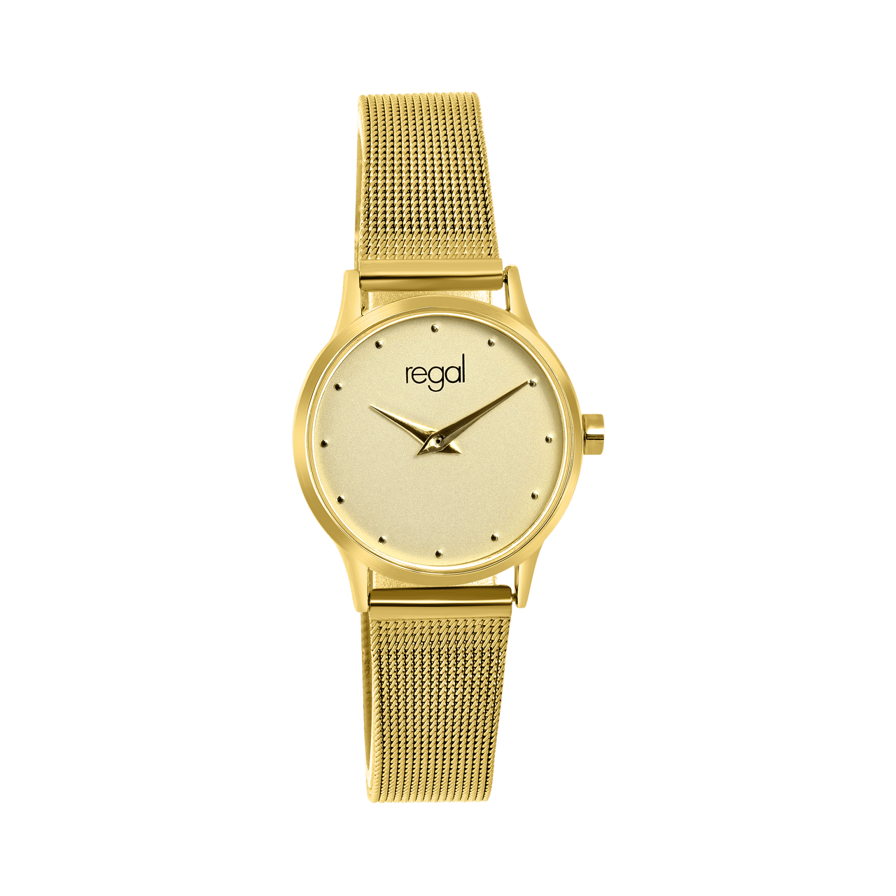 Regal horloge met een goudkleurige kast en band