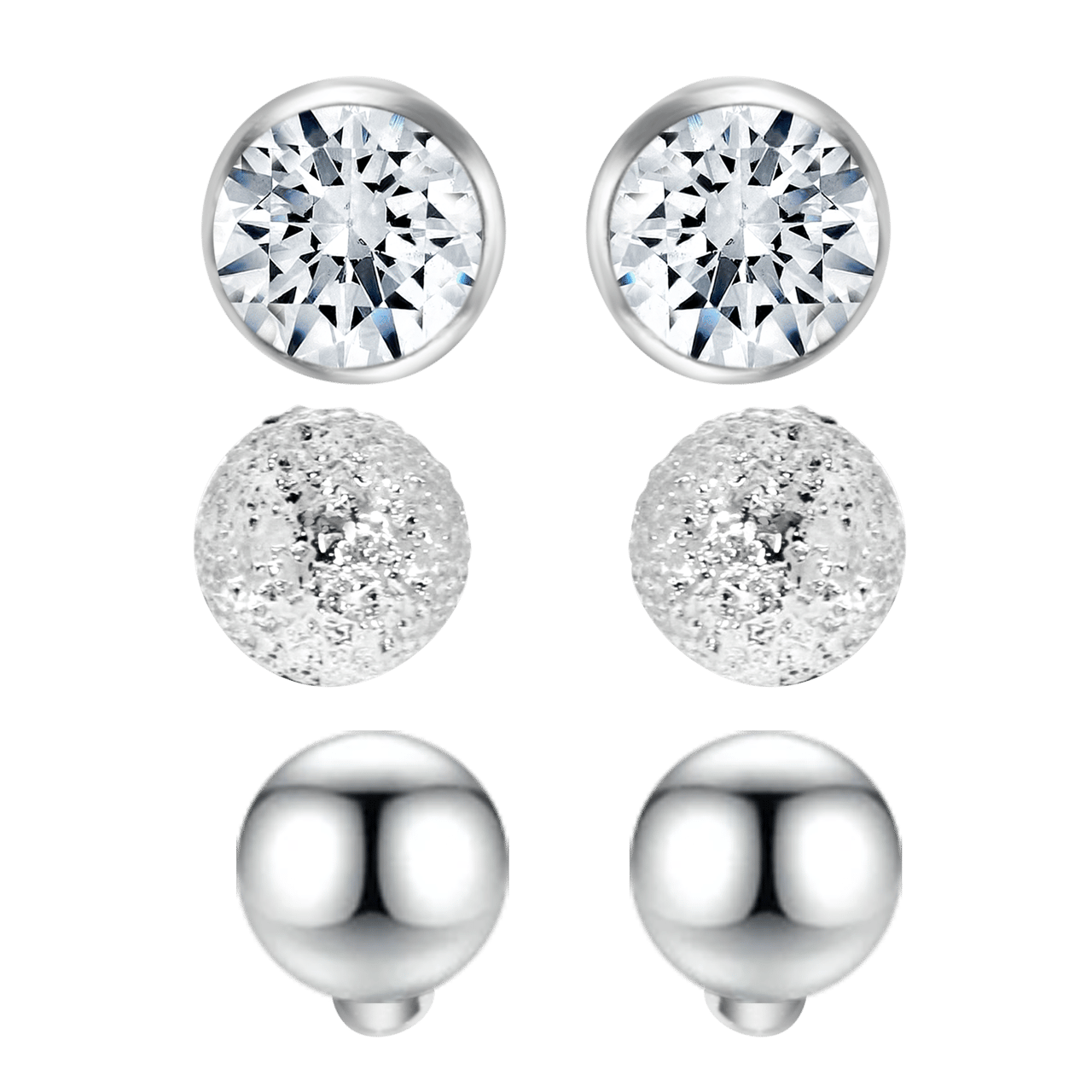 Zilverkleurige byoux set met oorknoppen