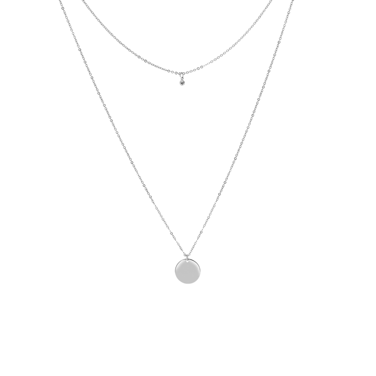 Zilverkleurige byoux ketting munt