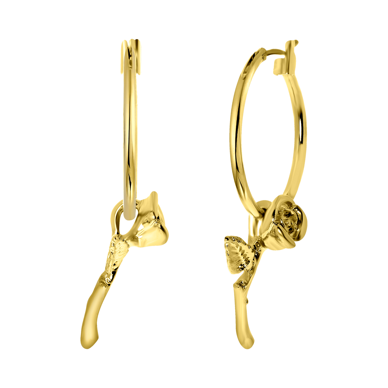 Goudkleurige byoux oorringen roos