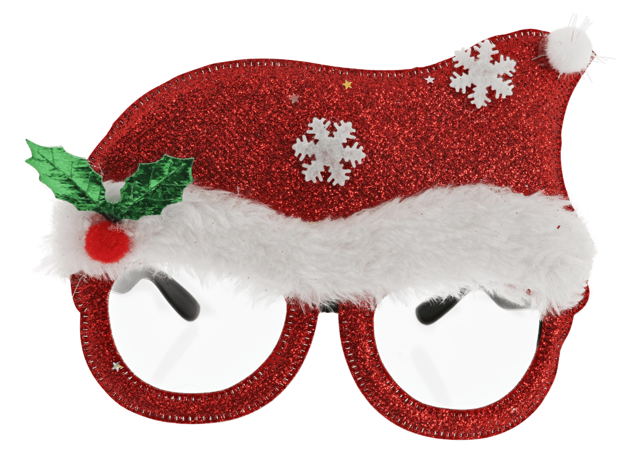 Lustige Weihnachtsbrille in der Form einer Weihnachtsmütze