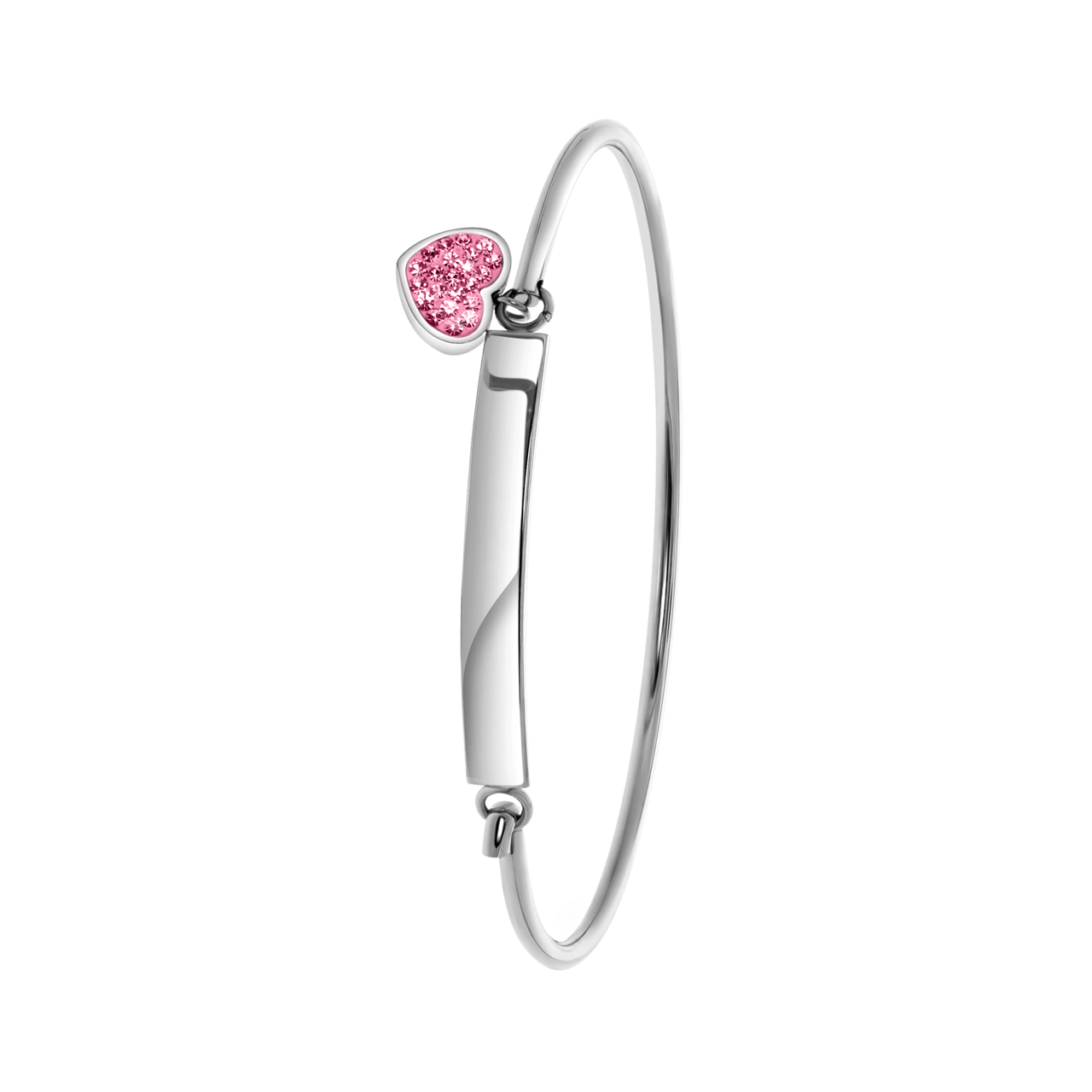 Gerecycled stalen kinderarmband licht roze kristal