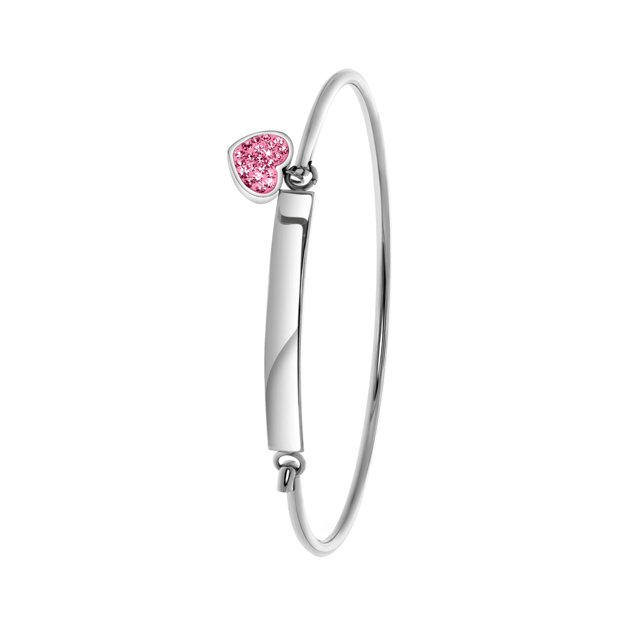 Gerecycleerd stainless steel kinderarmband licht roze kristal