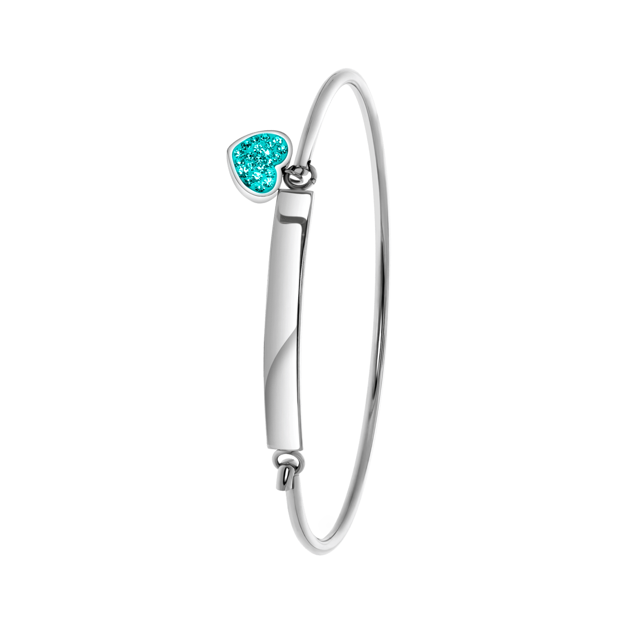 Gerecycleerd stalen kinderarmband aqua kristal