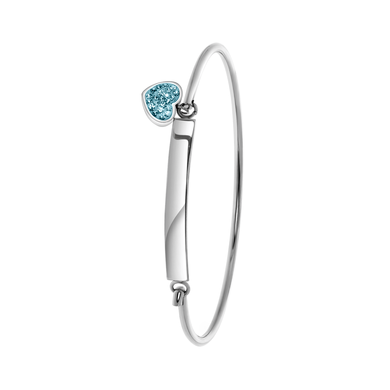 Gerecycled stalen kinderarmband blue zircon kristal