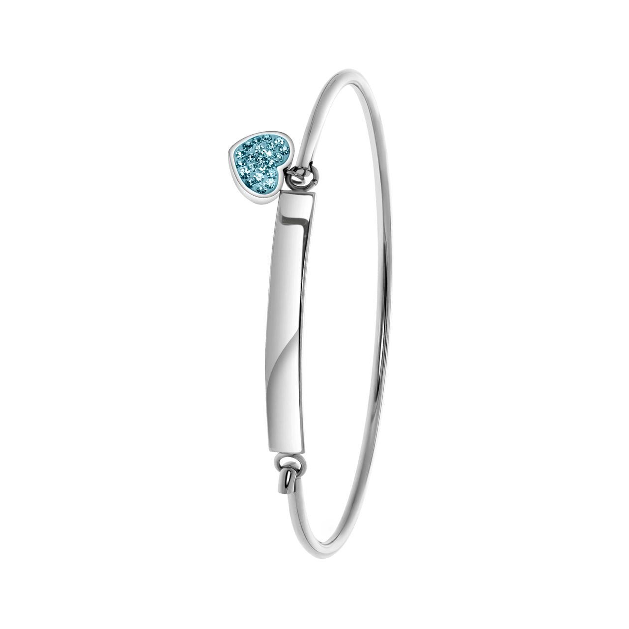 Gerecycleerd stainless steel kinderarmband blue zircon kristal