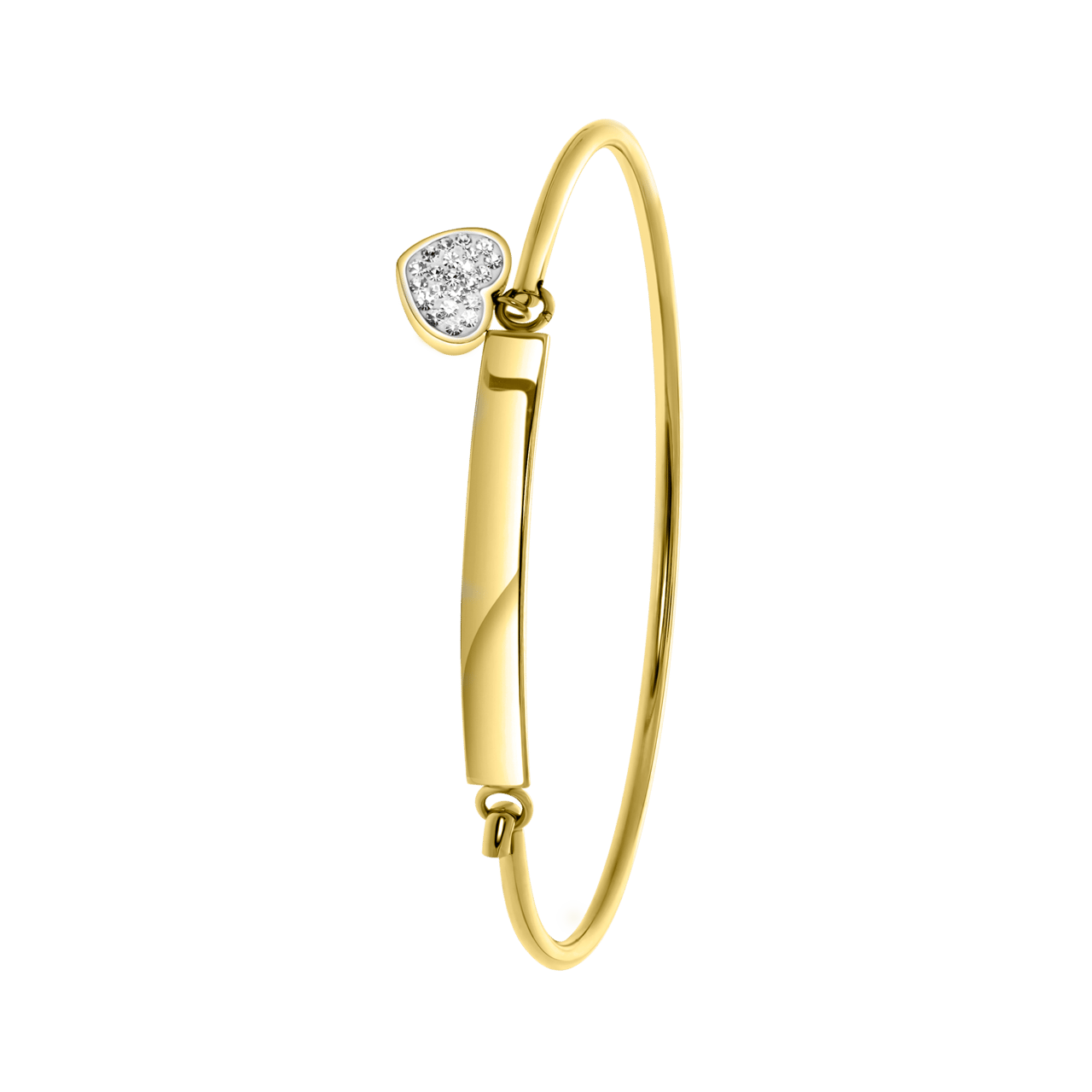 Stalen goldplated kinderarmband bangle met kristal