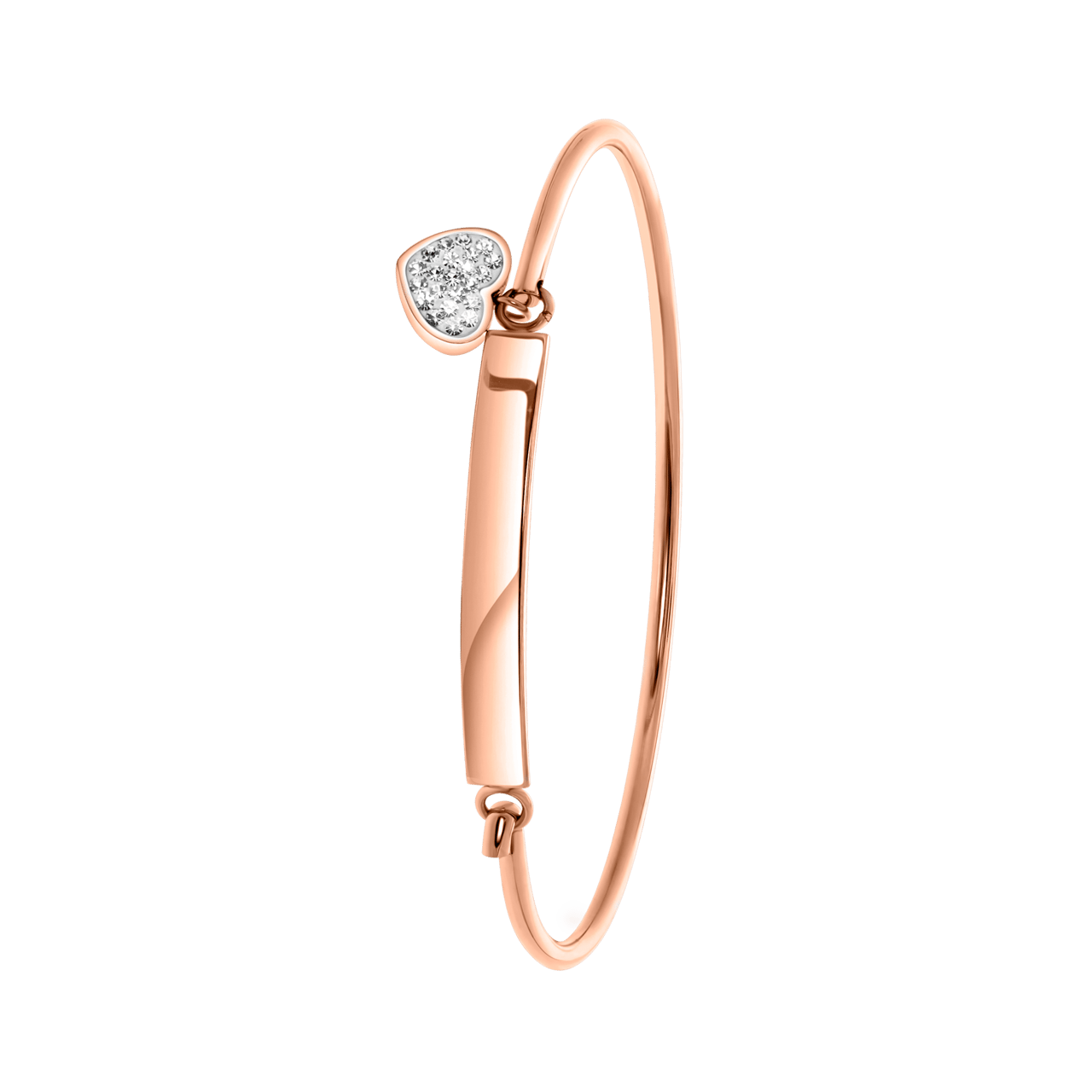 Stalen roséplated kinderarmband bangle met kristal