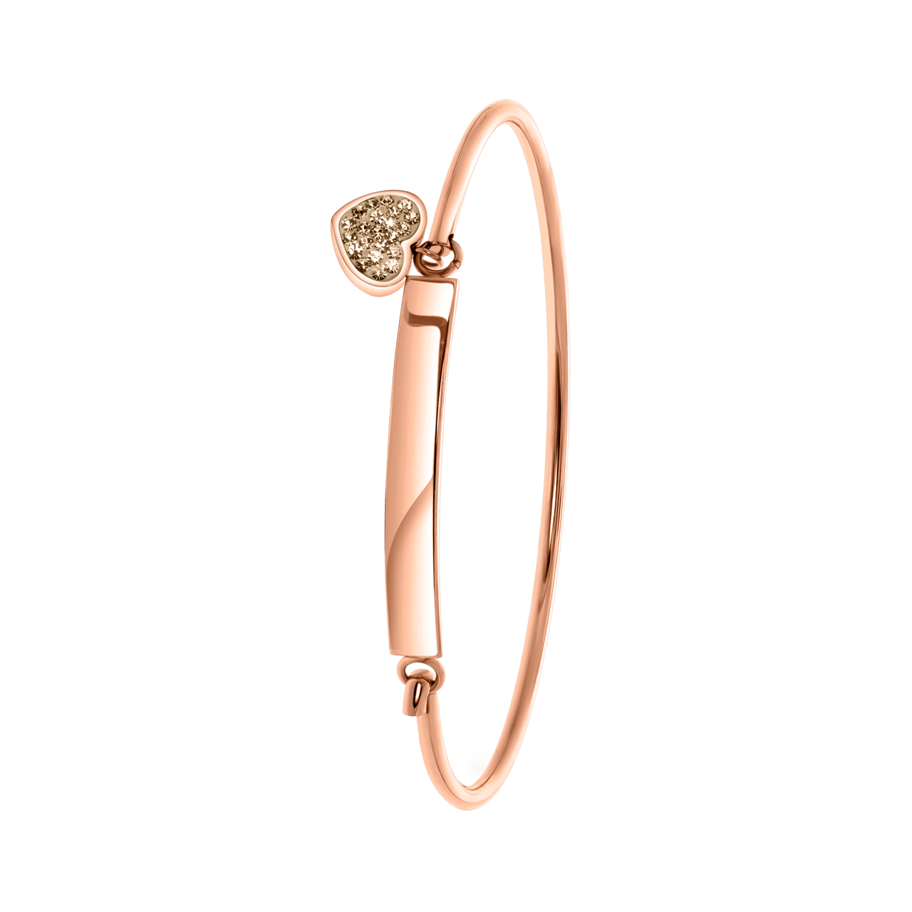 Stainless steel roséplated kinderarmband bangle met kristal