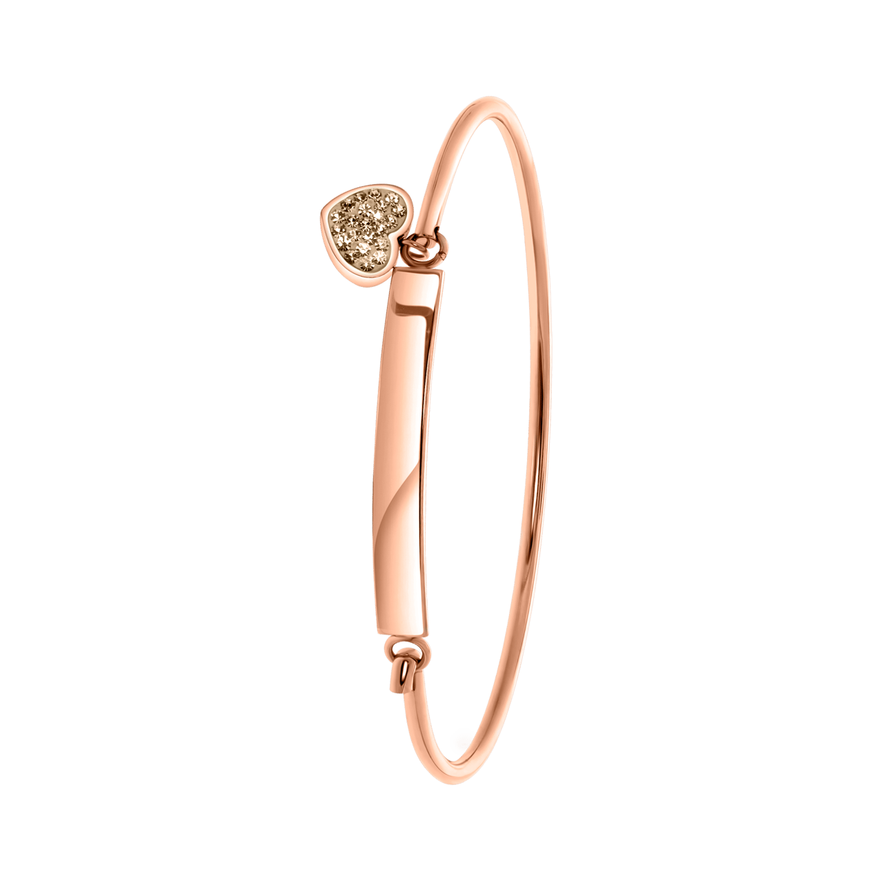 Stalen roséplated kinderarmband bangle met kristal