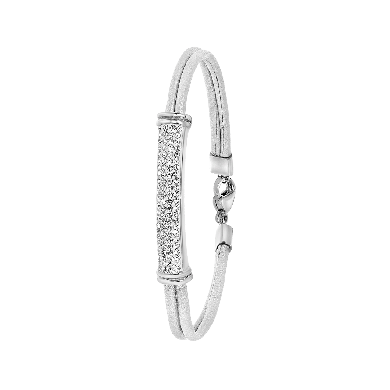 Stalen goldplated fantasiearmband met wit kristal voor dames