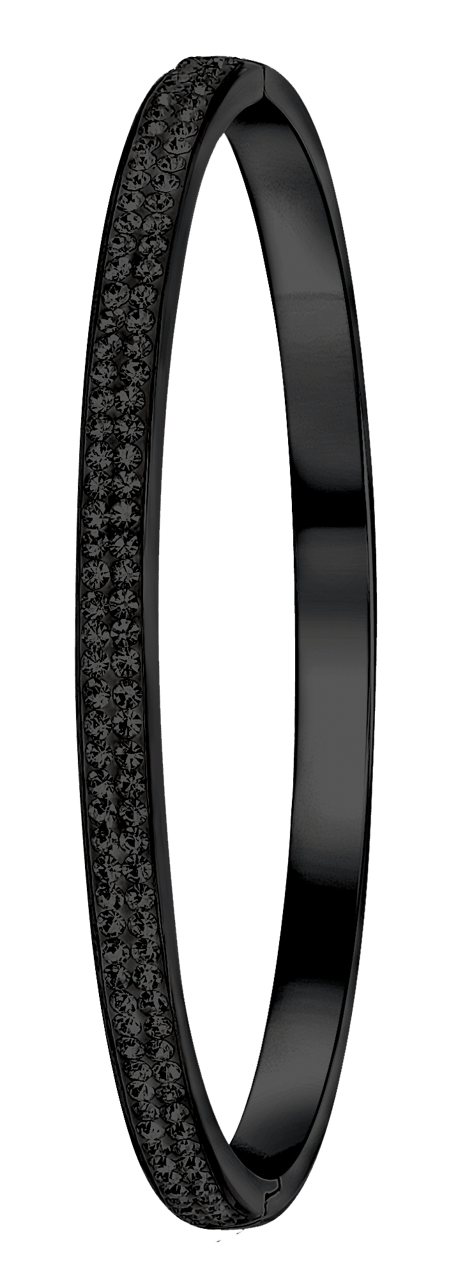 Gerecycleerd stainless steel armband bangle blackplated jet kristal