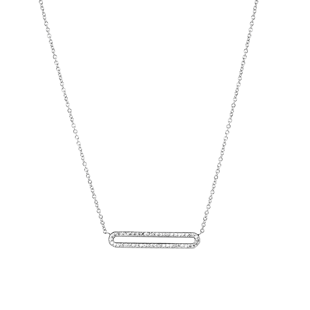 Gerecycleerd stainless steel ketting open bar met kristal