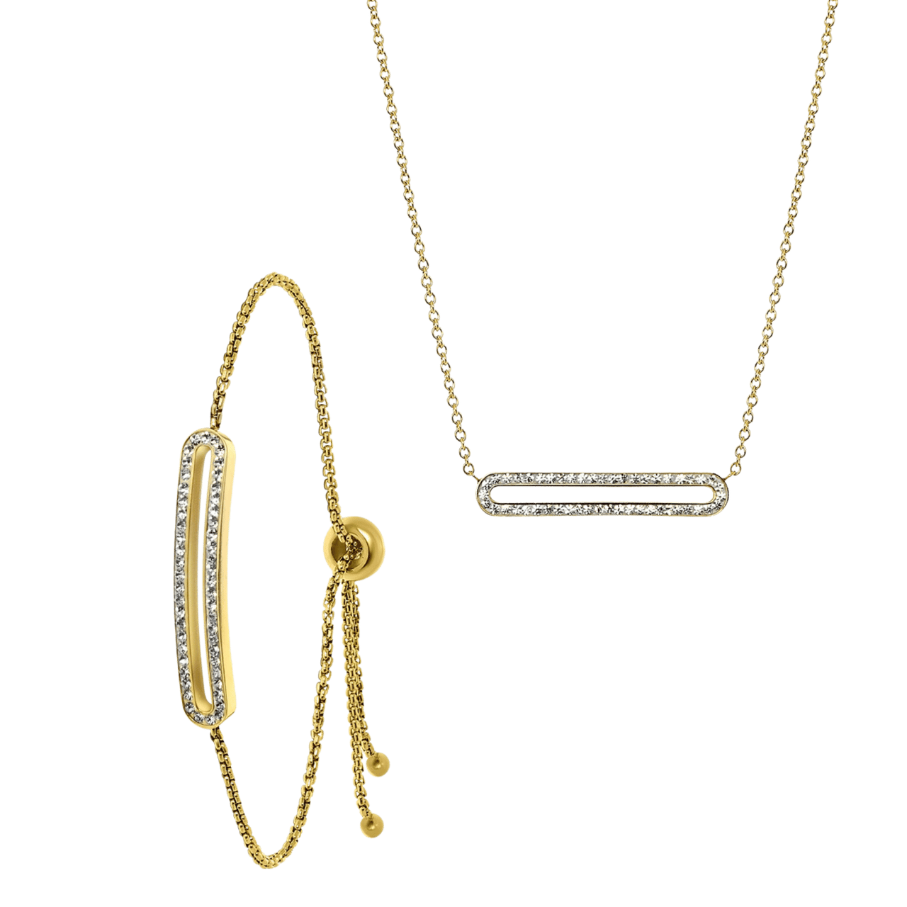 Stalen goldplated sieradenset met plating met kristal voor dames
