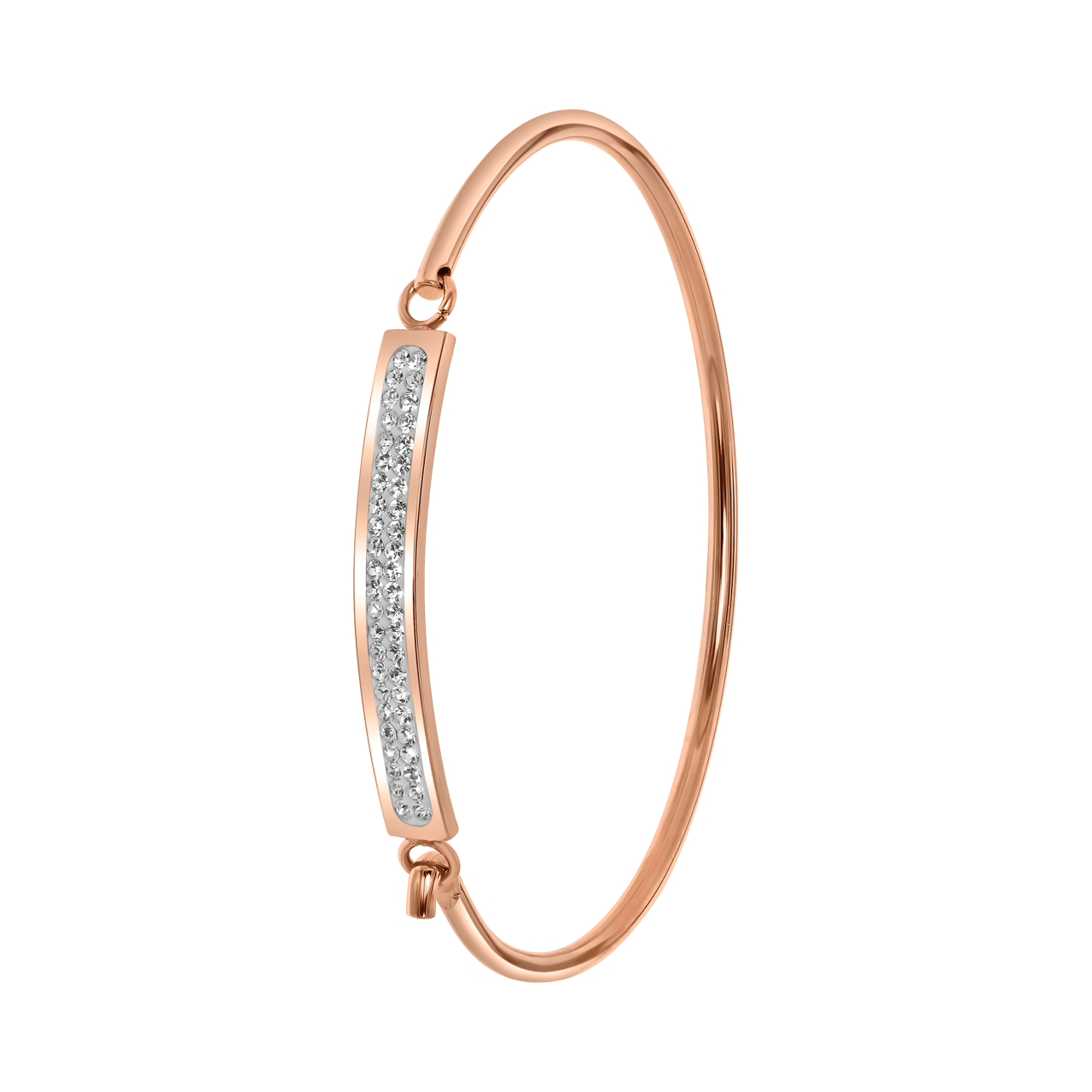 Stainless steel roséplated kinderarmband bangle met kristal