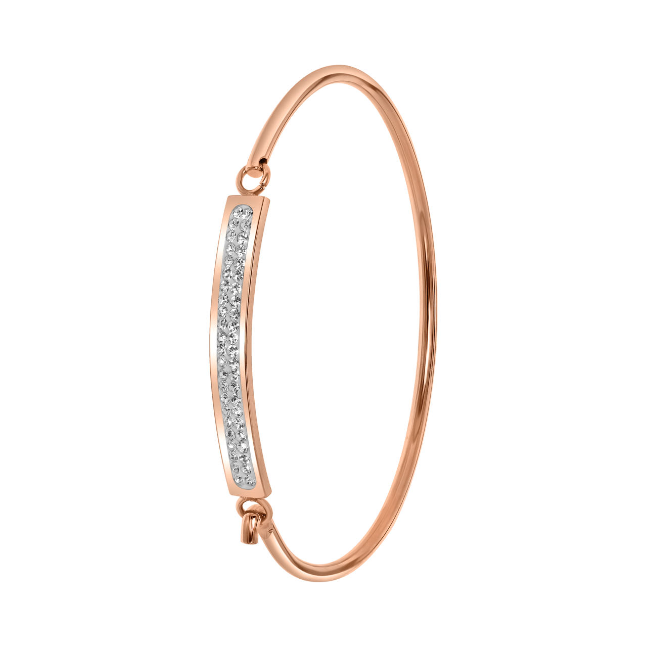 Stalen roséplated kinderarmband bangle met kristal