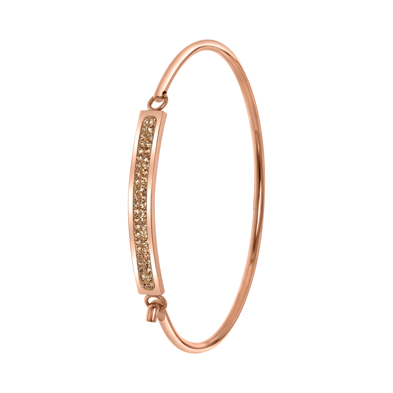 Gerecycleerd stalen kinderarmband rose met light peach kristal