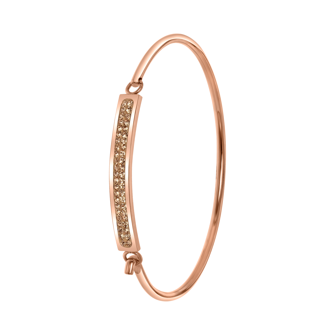 Stainless steel roséplated kinderarmband bangle met kristal