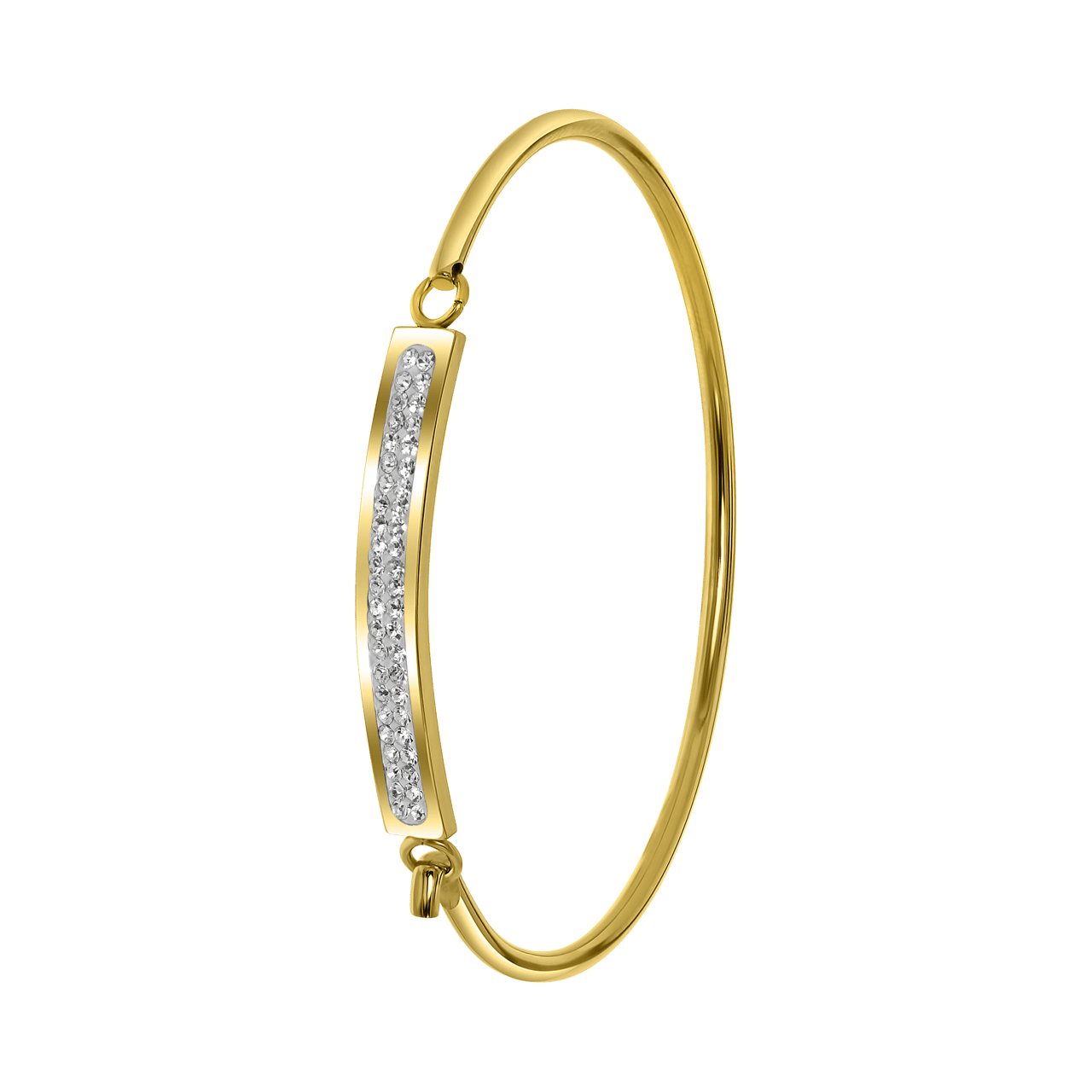 Gerecycleerd stainless steel kinderarmband gold met wit kristal