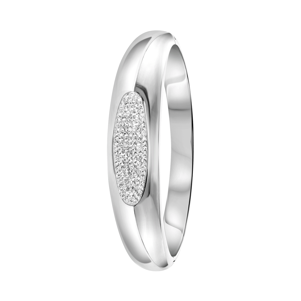 Gerecycled stalen armband bangle met kristal