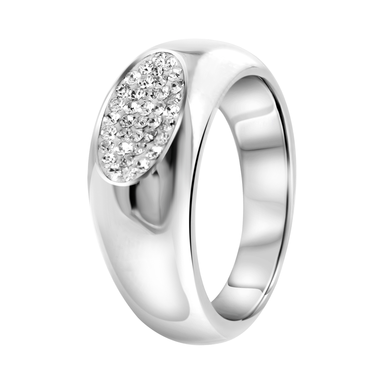 Gerecycleerd stainless steel ring met kristal