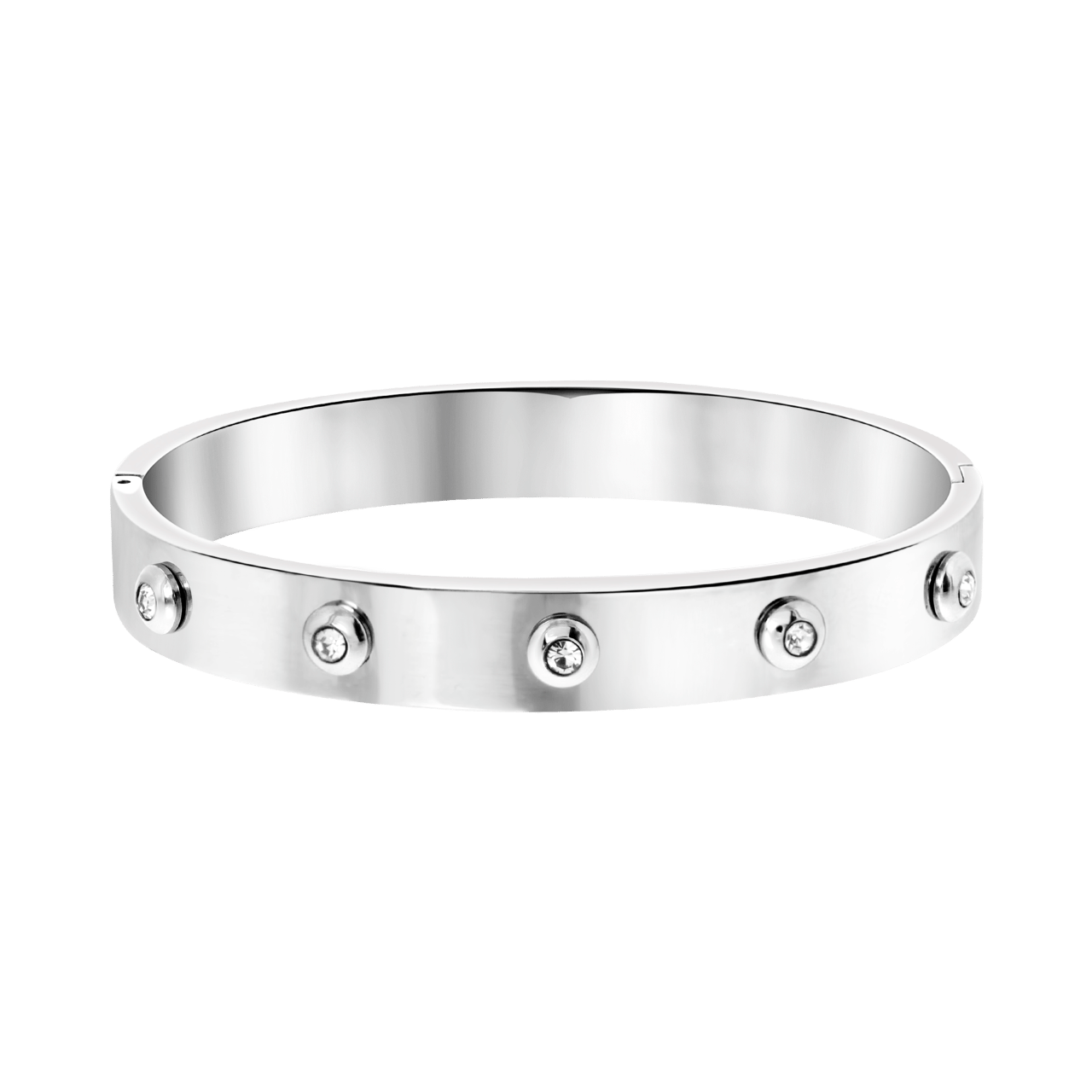 Gerecycled stalen armband bangle dots met kristal