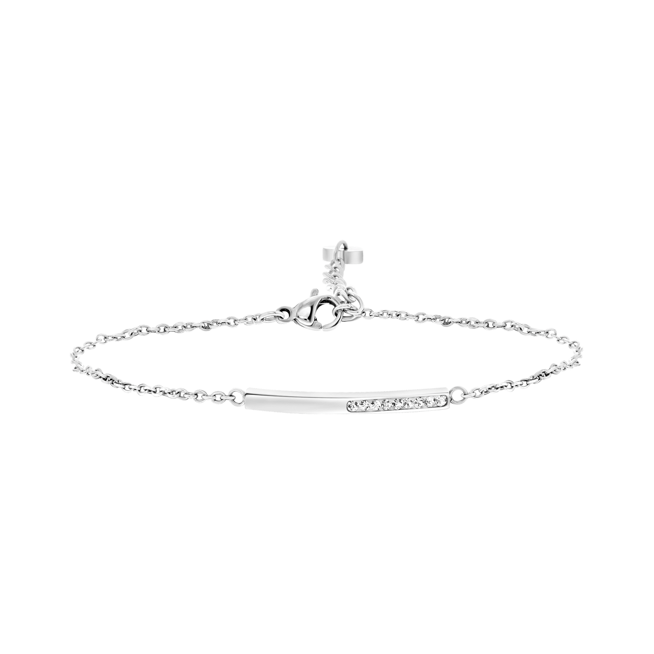 Gerecycled stainless steel armband bar met kristal