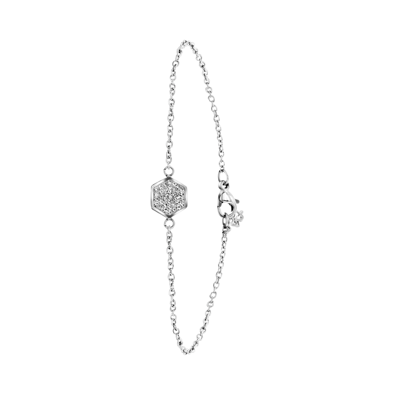 Stalen armband hexagon met kristal