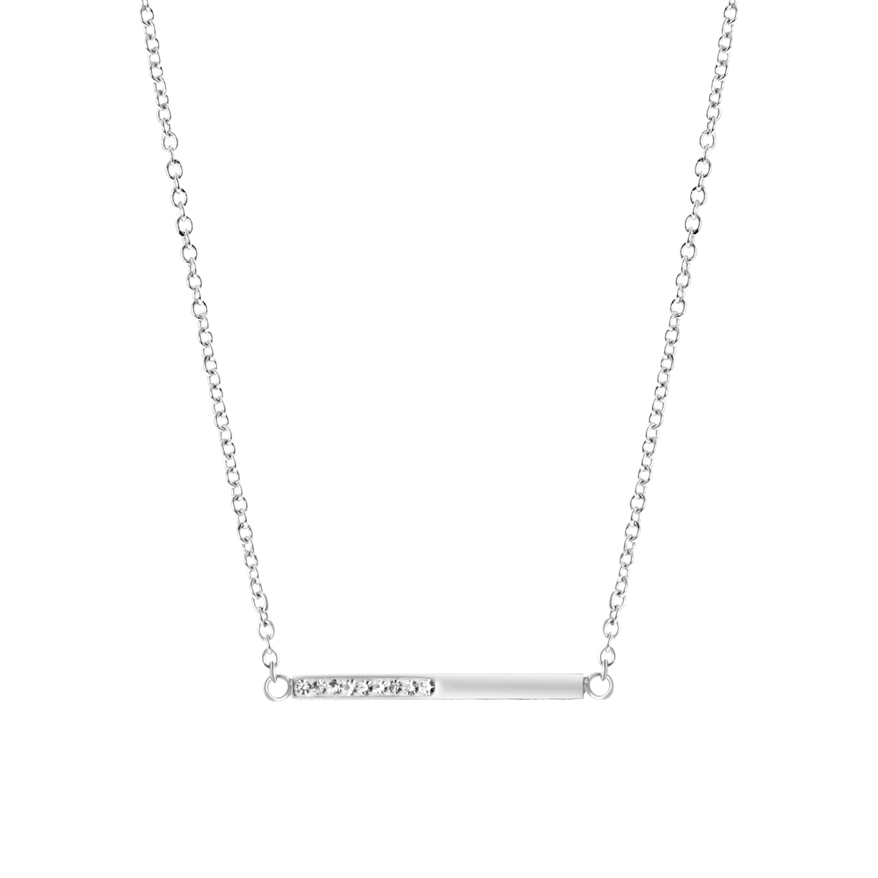 Gerecycleerd stainless steel ketting bar met kristal