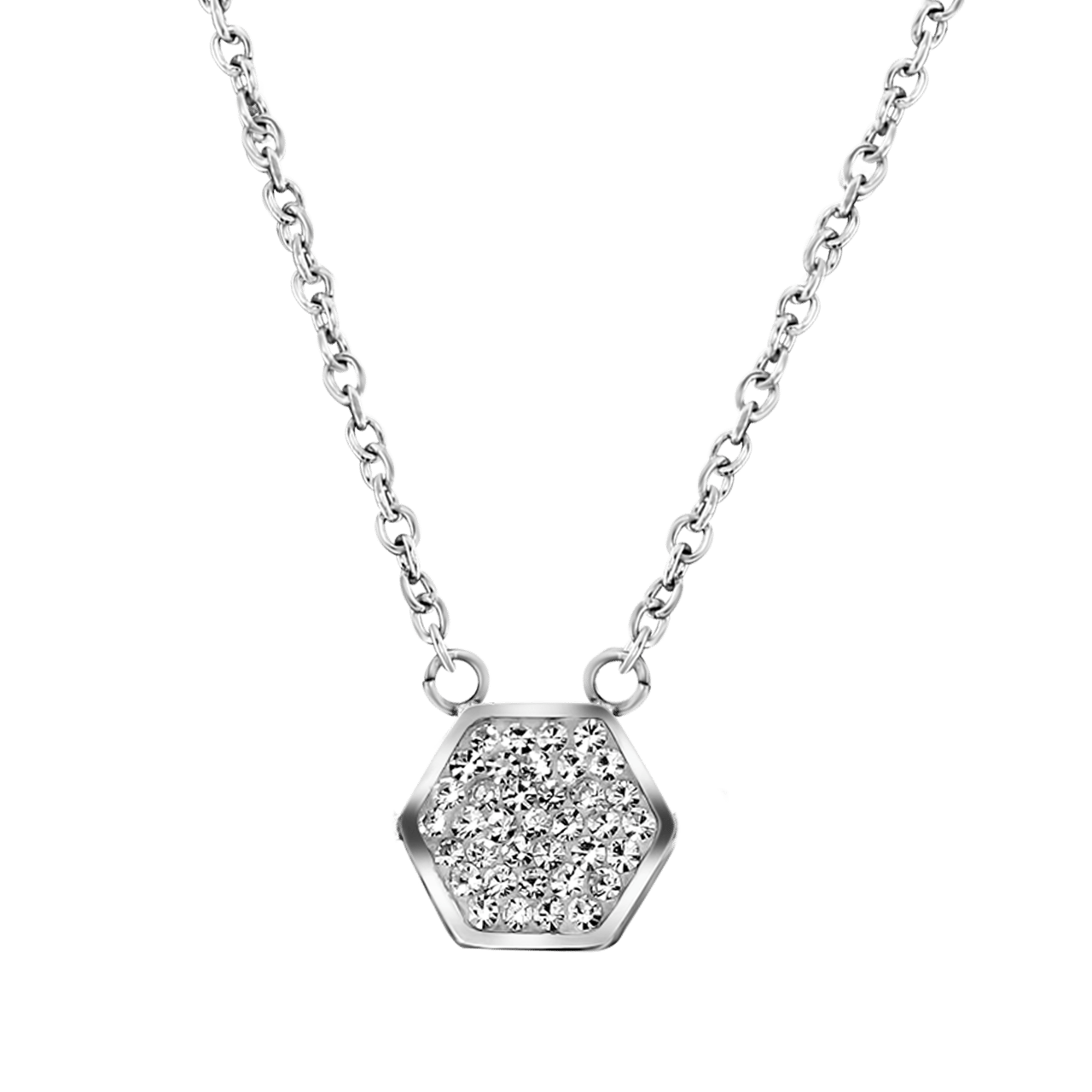 Edelstahlkette Hexagon mit Kristall