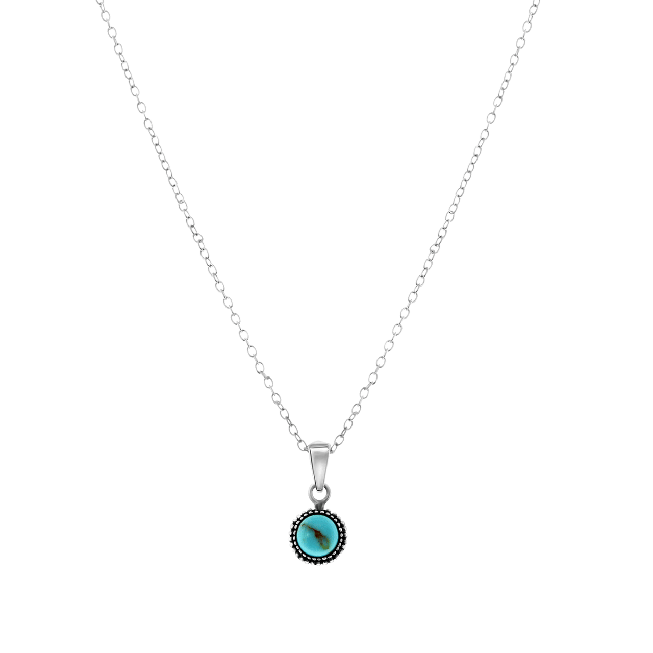 Zilveren ketting&hanger turquoise Bali