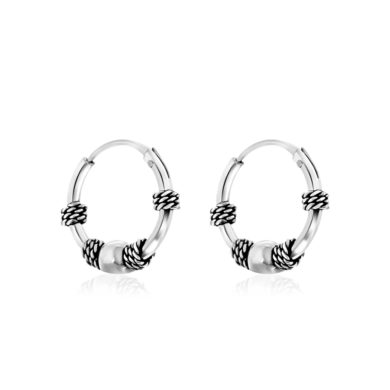 Bearbeitete Ohrringe aus 925 Silber, 12 mm, Bali