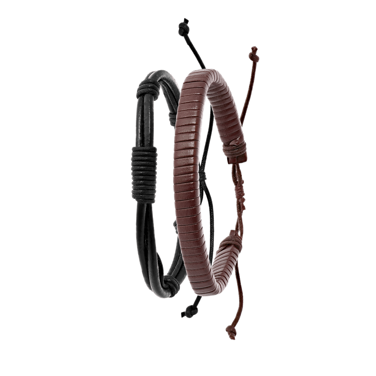 Byoux leren heren armbandenset zwart