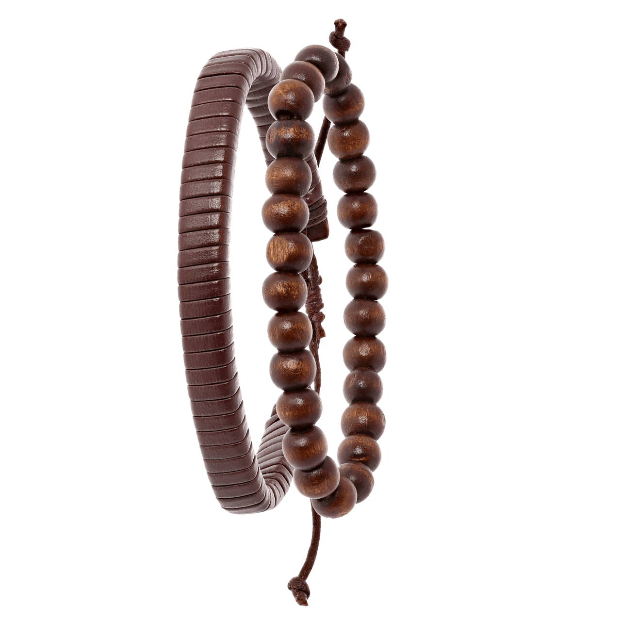 Byoux leren heren armbandenset bruin