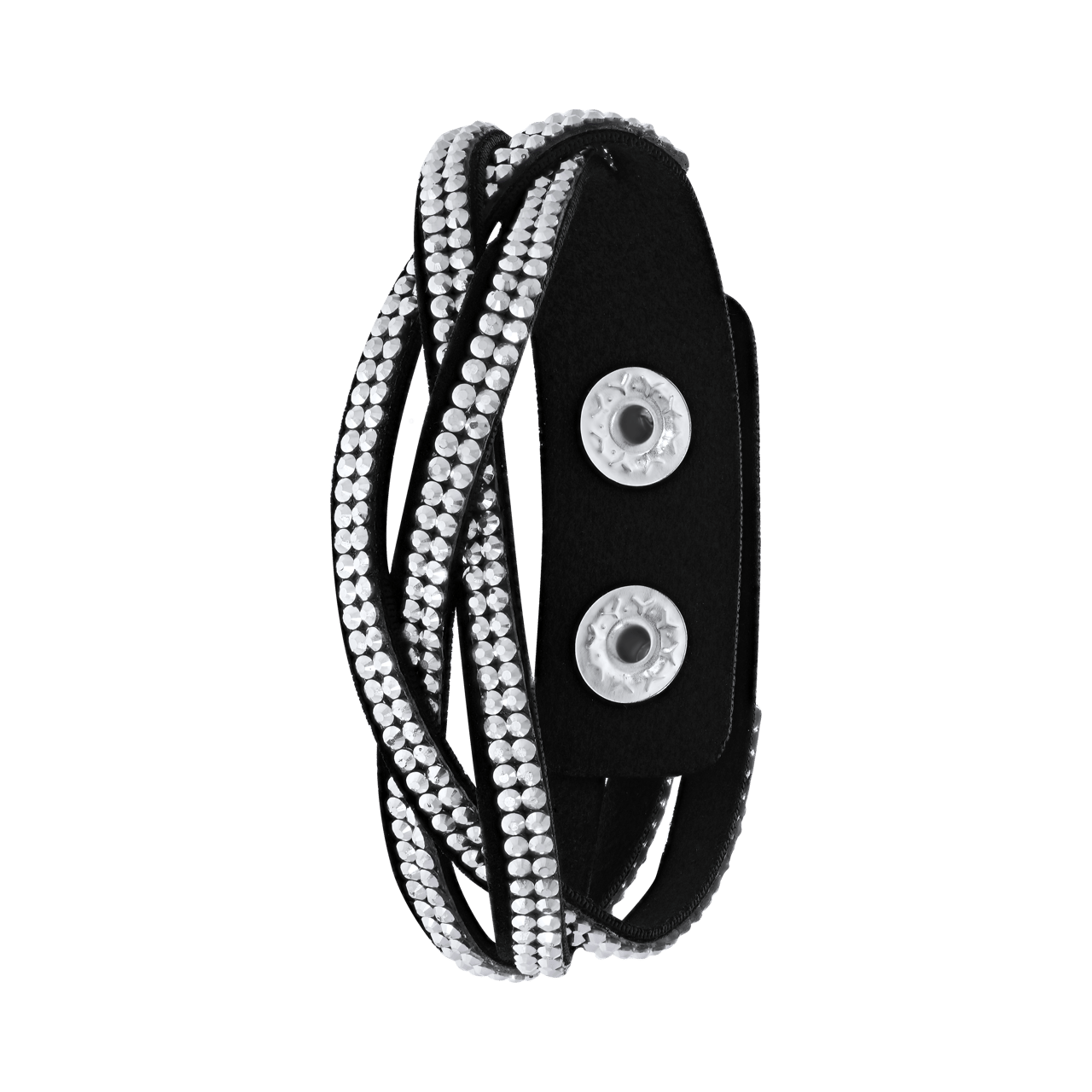 Bijoux goudkleurige wikkelarmband zwart en zilverkleurig voor dames