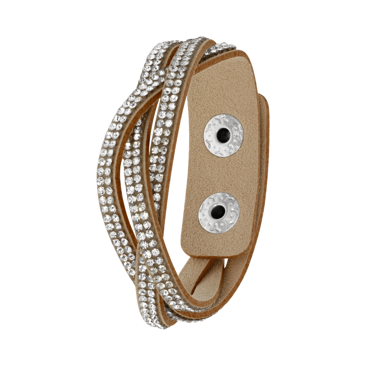 Bijoux goudkleurige wikkelarmband taupe voor dames