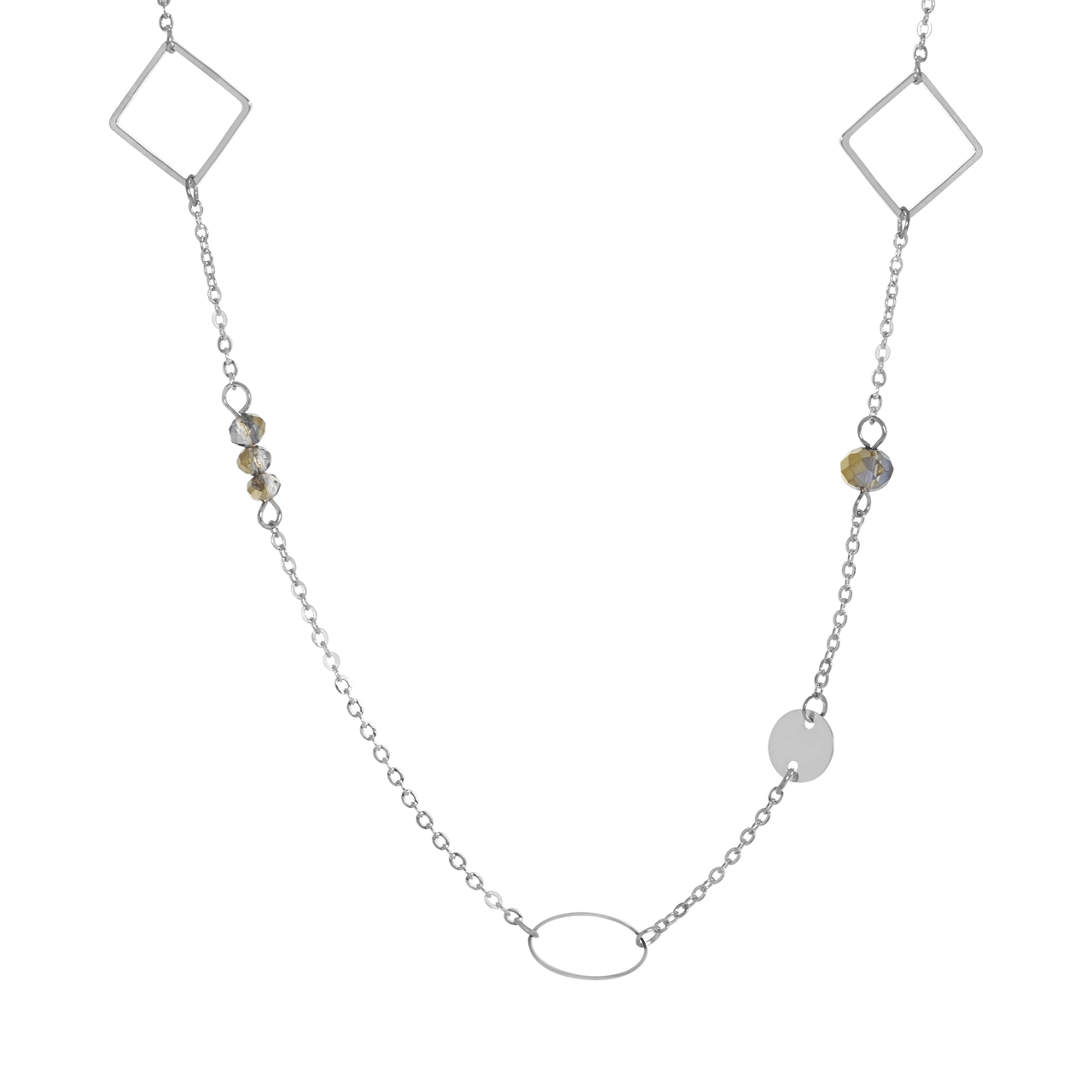 Zilverkleurige byoux ketting ruitjes
