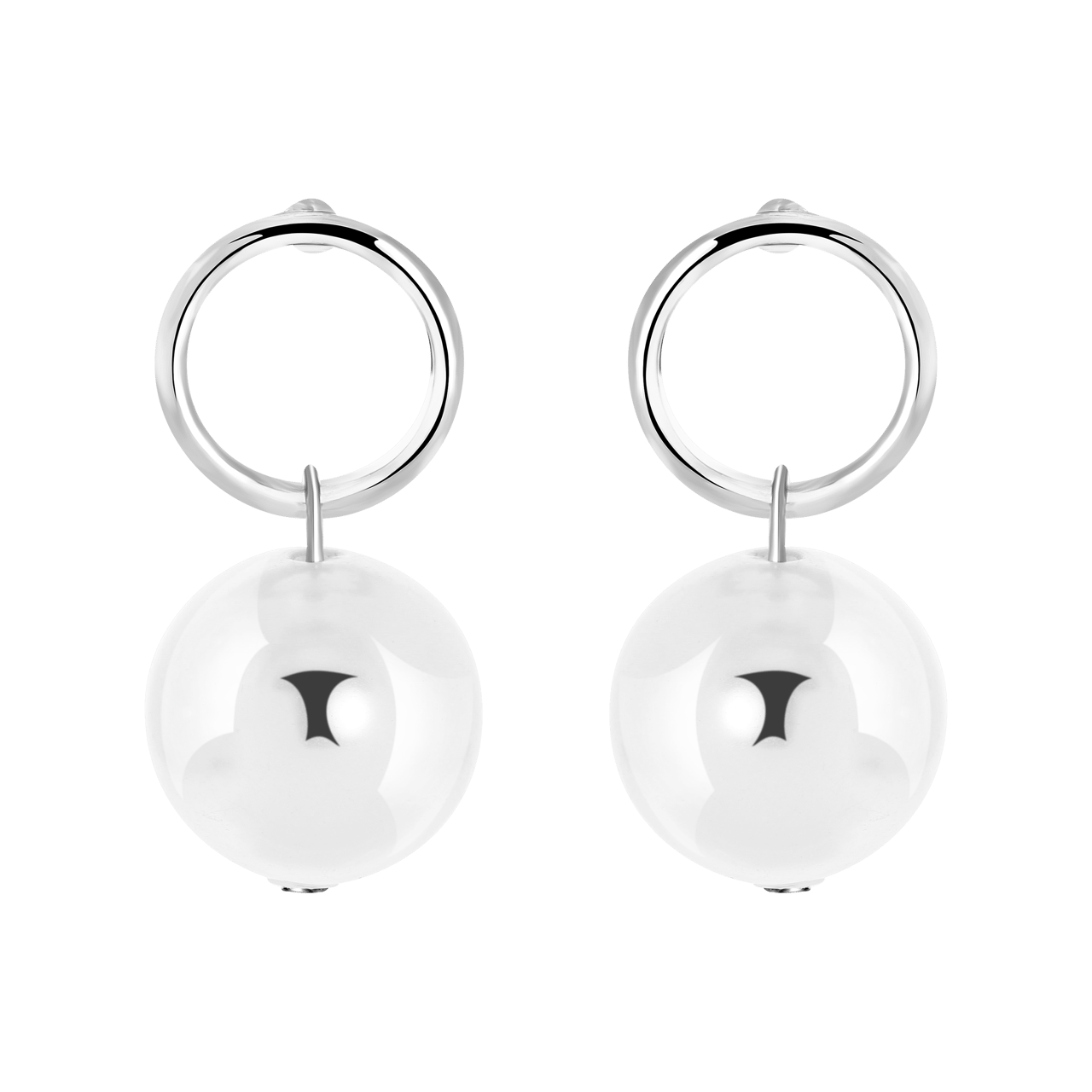 Bijoux zilverkleurige oorknoppen parel voor dames