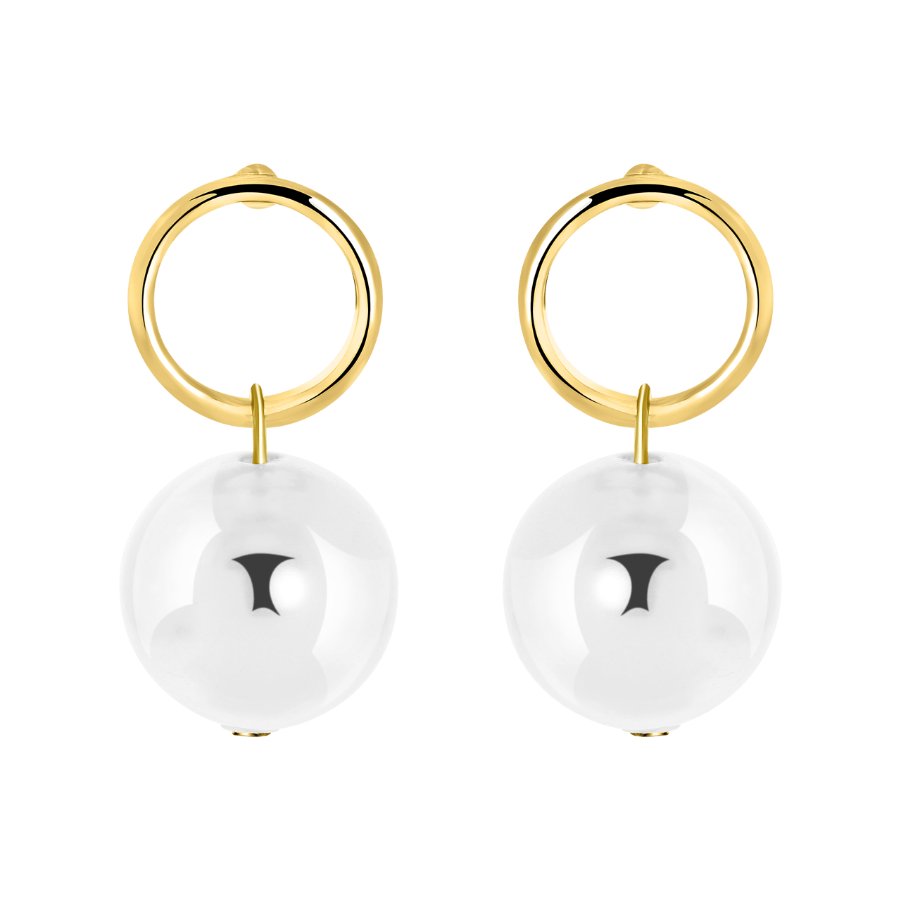 Bijoux goudkleurige oorknoppen met parel voor dames