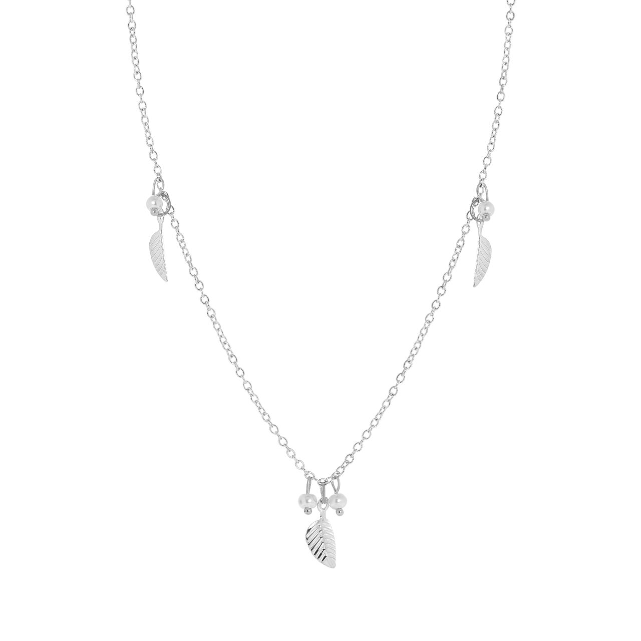 Zilverkleurige byoux ketting veertjes