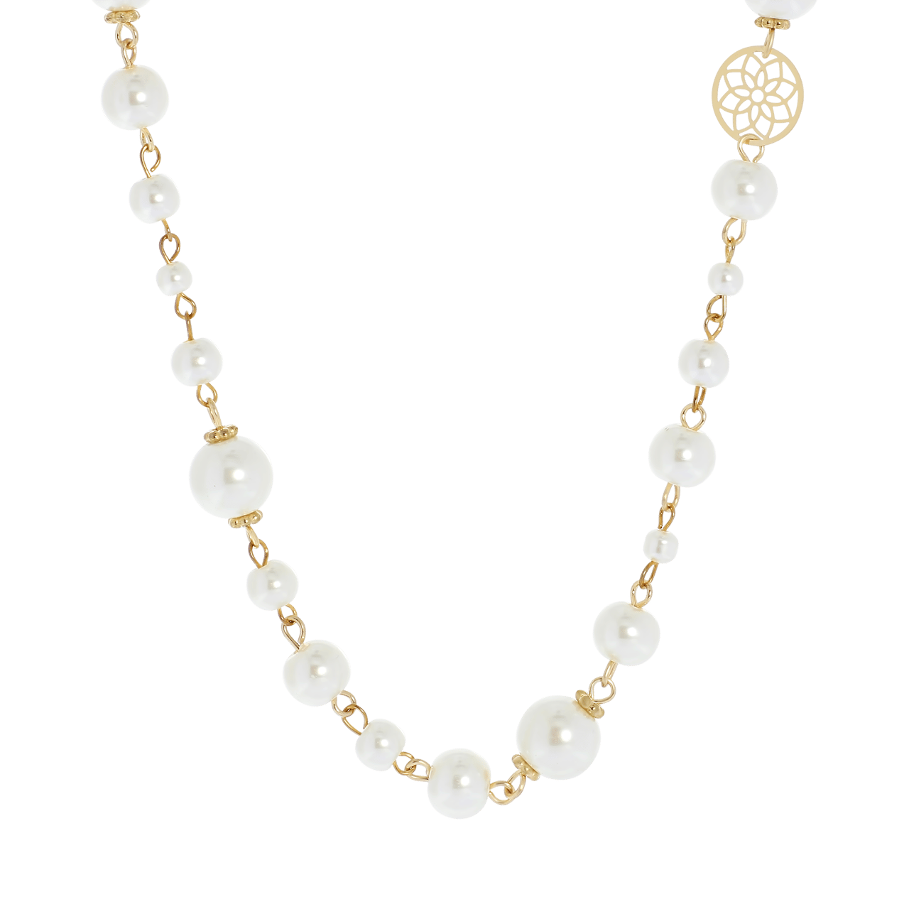 Goudkleurige byoux ketting parels