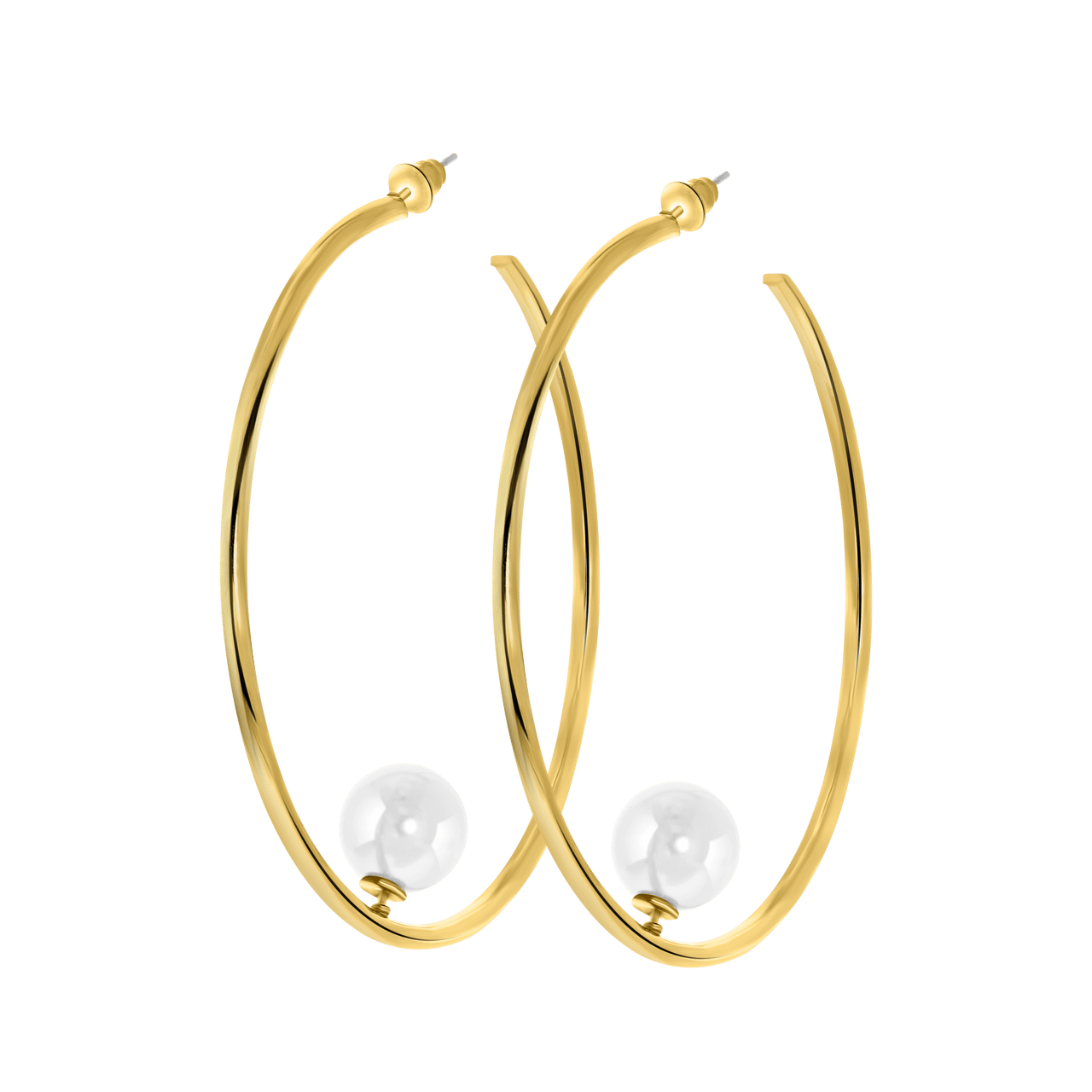 Goudkleurige byoux oorringen parel