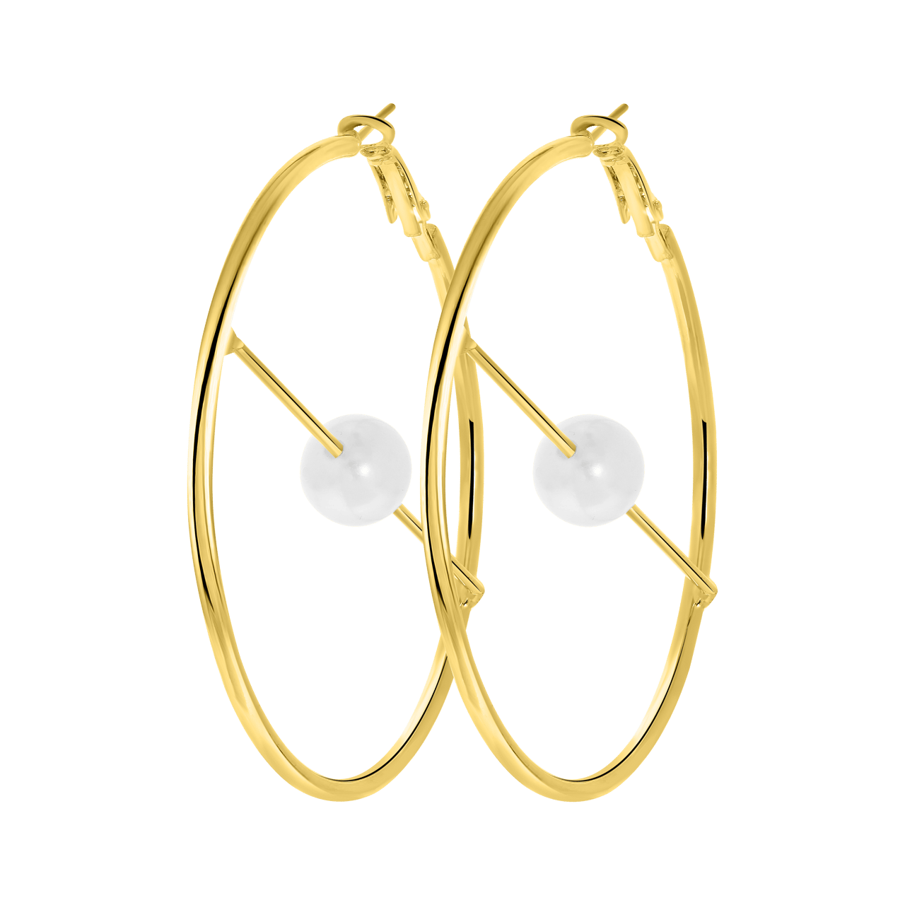 Goudkleurige byoux oorringen parel