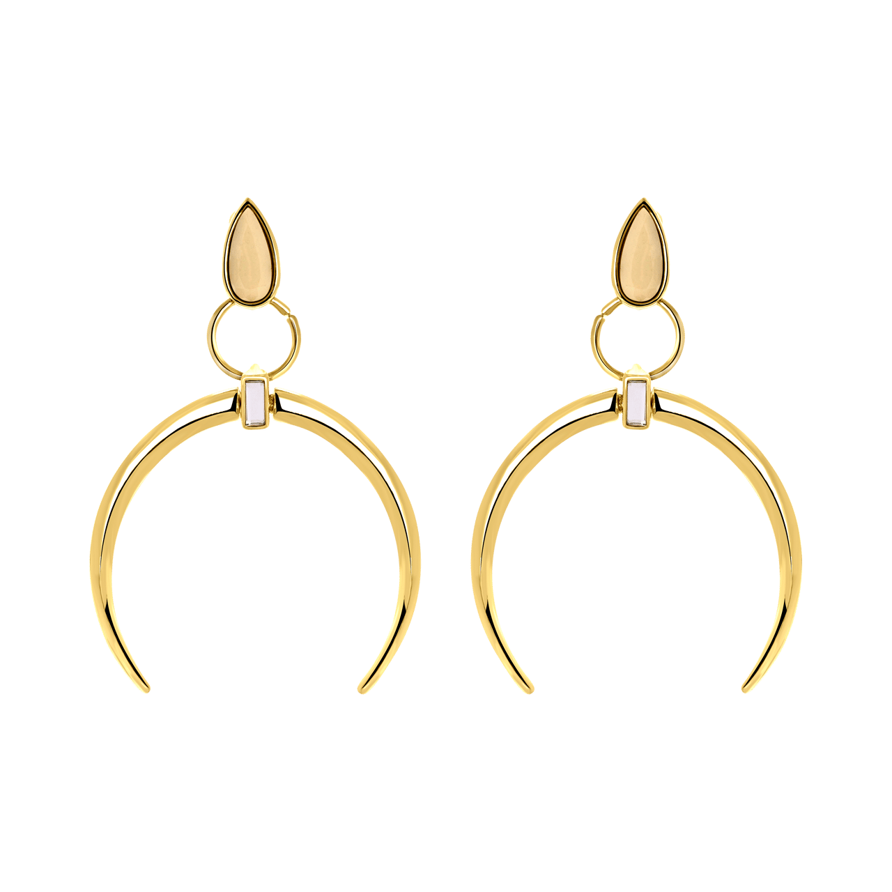 Goudkleurige byoux oorbellen maan