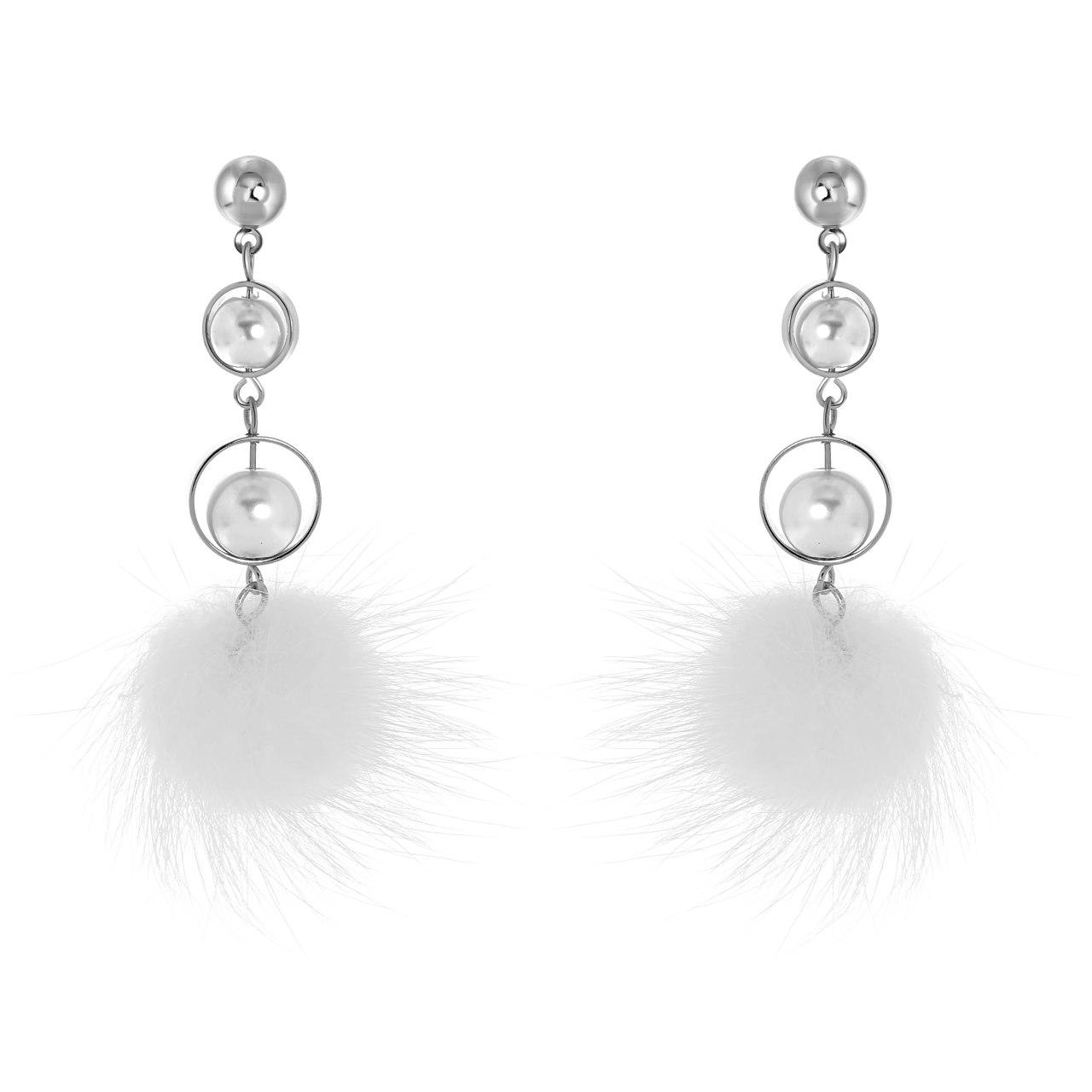 Zilverkleurige byoux oorbellen fluf