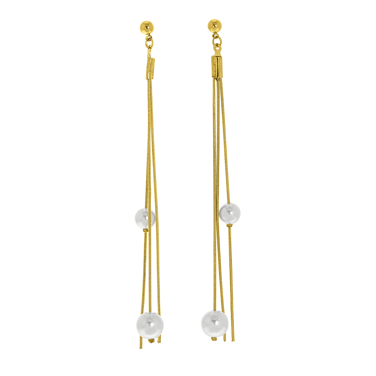 Goudkleurige byoux oorbellen parel