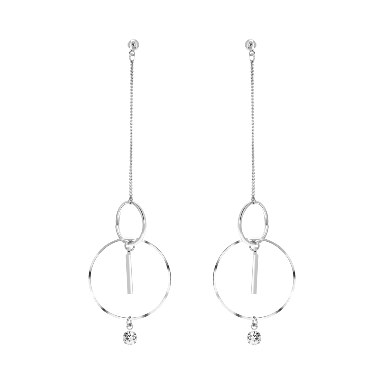 Zilverkleurige byoux oorbellen ringen