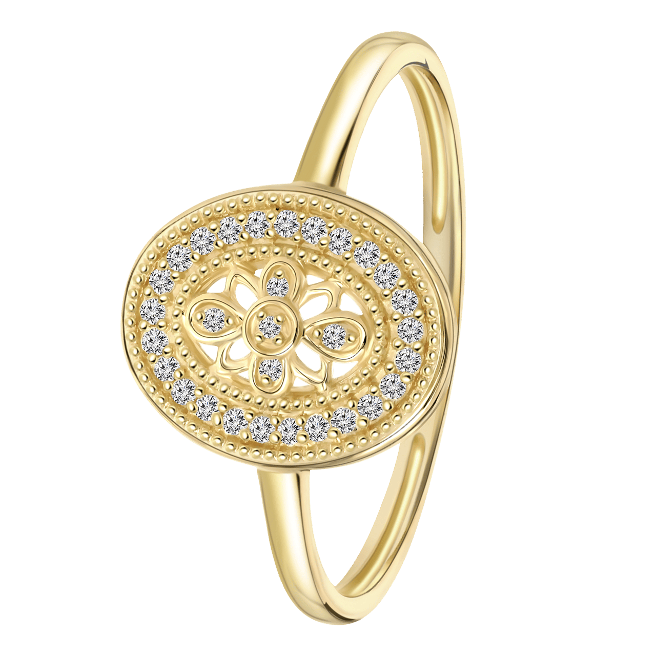 Ring, 585 Gelbgold, mit 30 Diamanten, 0,07 ct